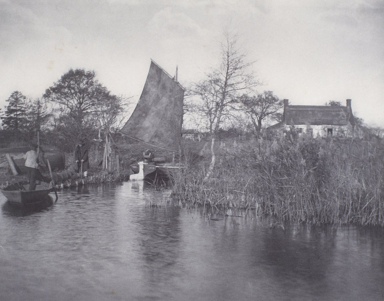 ए ब्रॉडमैन्स कॉटेज, c.1885 (प्लैटिनम प्रिंट) द्वारा पीटर हेनरी इमर्सन