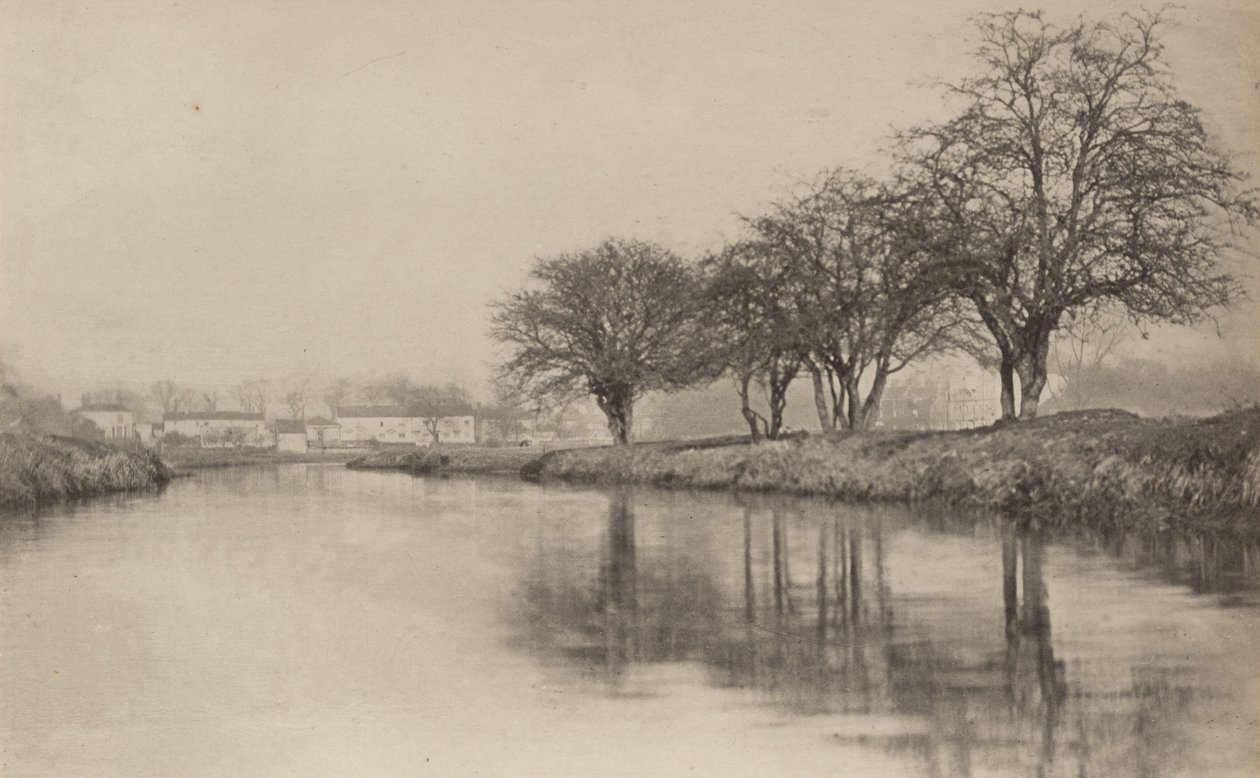 नदी के किनारे का गाँव, 1890-1891, 1893 में छपा। द्वारा पीटर हेनरी इमर्सन
