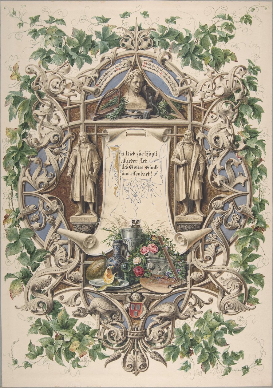 किंग लुडविग प्रथम, 1874 को बवेरियन कलाकारों की ओर से श्रद्धांजलि। द्वारा पीटर हर्वेगेन