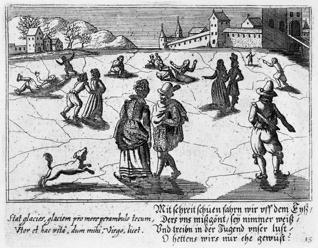 जोड़े आइस-स्केटिंग, c.1650 द्वारा पीटर मैं अंधा