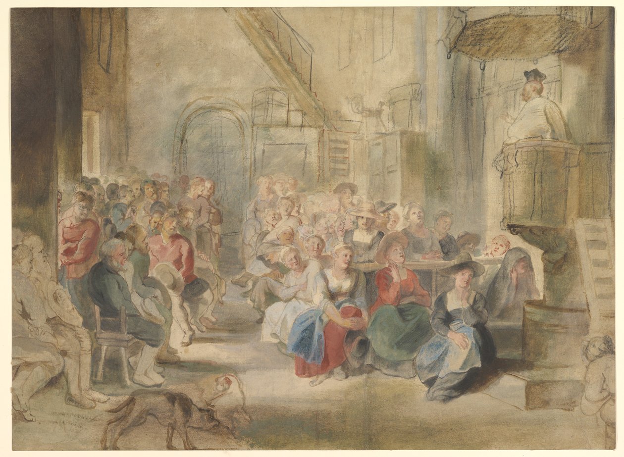 गाँव के चर्च में एक उपदेश, c.1630 द्वारा पीटर पॉल रूबेन्स