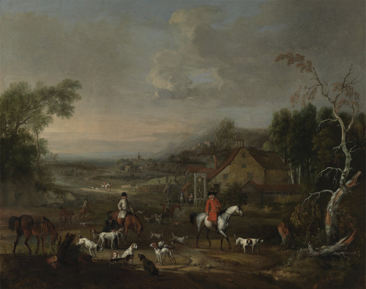 रेक्सेंड जेमेट ब्राउन एक बैठक में लोमड़ियों, c.1730 (कैनवास पर तेल) द्वारा पीटर टिलमैन