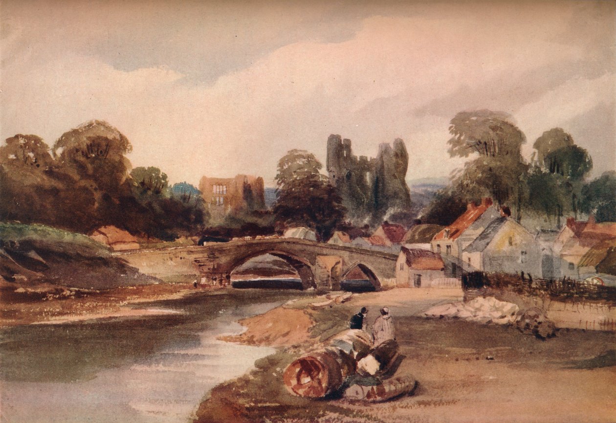 एक नदी पर एक गांव, पुल और खंडहर के साथ, c1824 द्वारा पीटर डी विंट