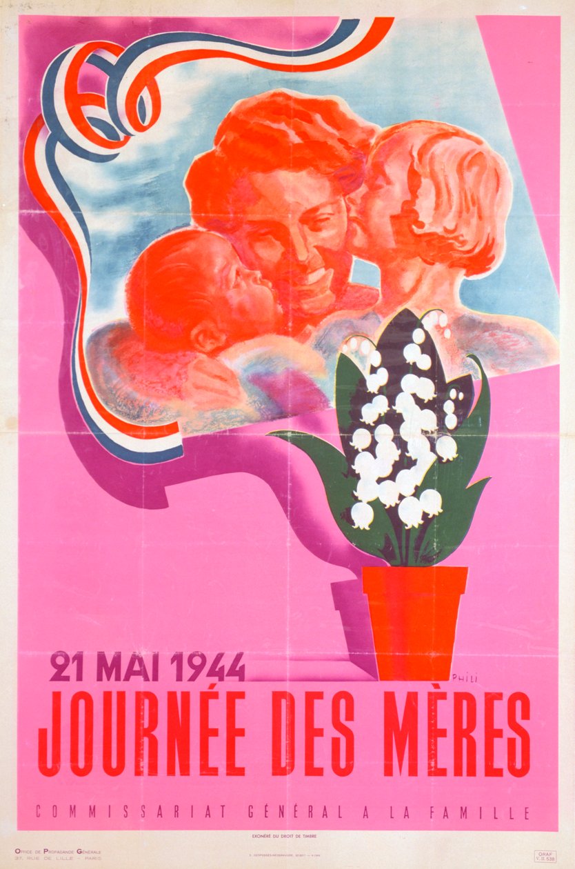 'मदर्स डे, 21 मई 1944', विची फ्रेंच पोस्टर, 1944 द्वारा फिलिय