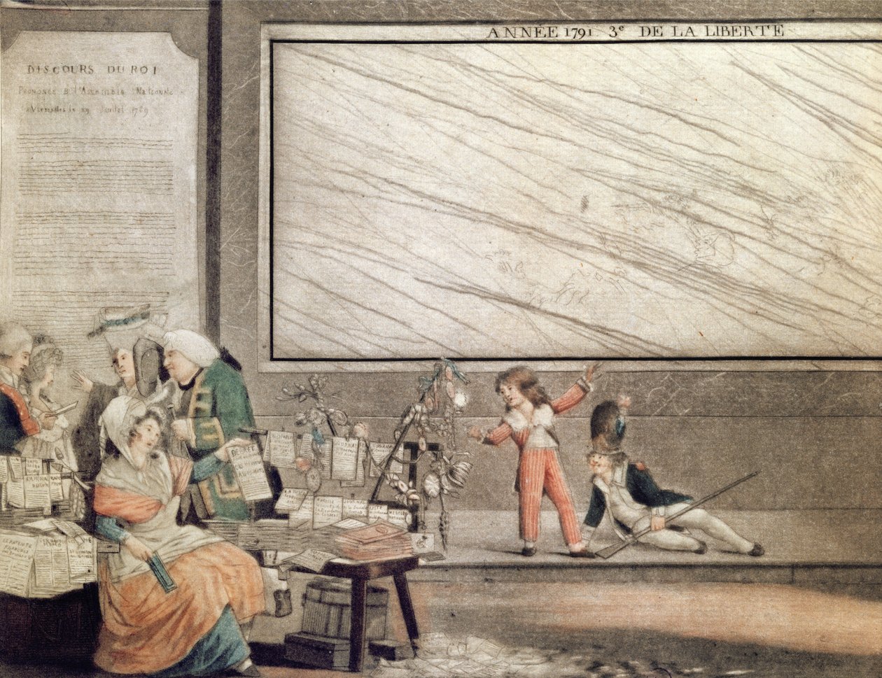 1791 के लिए राष्ट्रीय पंचांग, संविधान के दोस्तों को समर्पित, 1790 (रंग जलीय) द्वारा फिलीबर्ट लुइस डेब्यूकोर्ट