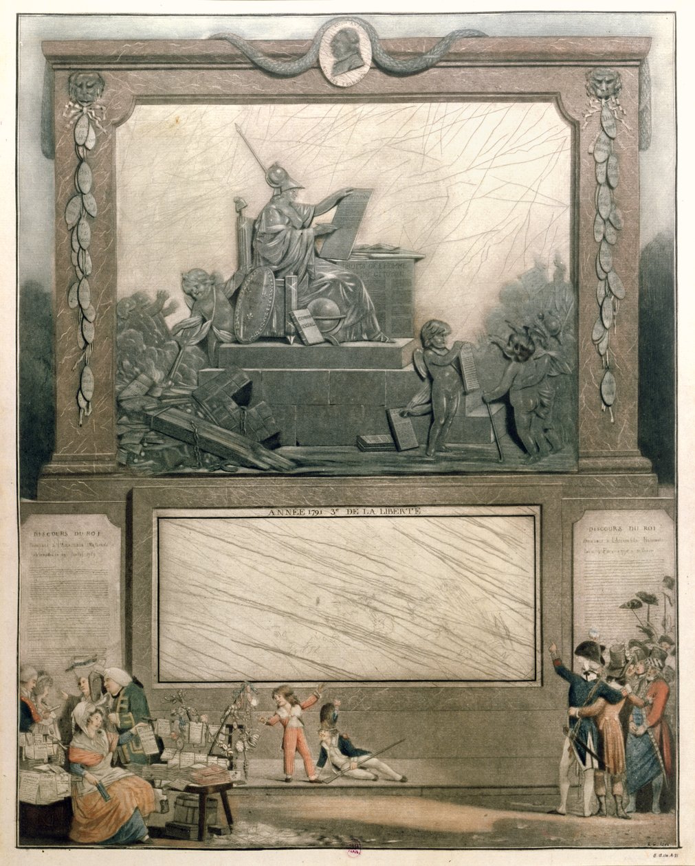 1791 के लिए राष्ट्रीय पंचांग, संविधान के दोस्तों को समर्पित, 1790 (रंग जलीय) (देखें 485200 रुपये) द्वारा फिलीबर्ट लुइस डेब्यूकोर्ट