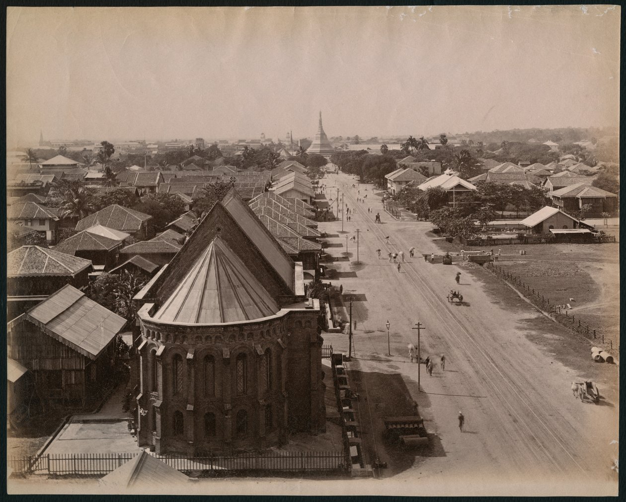 रंगून, बर्मा का दृश्य, c.1880 (एल्बम प्रिंट) द्वारा फिलिप एडोल्फ खीर