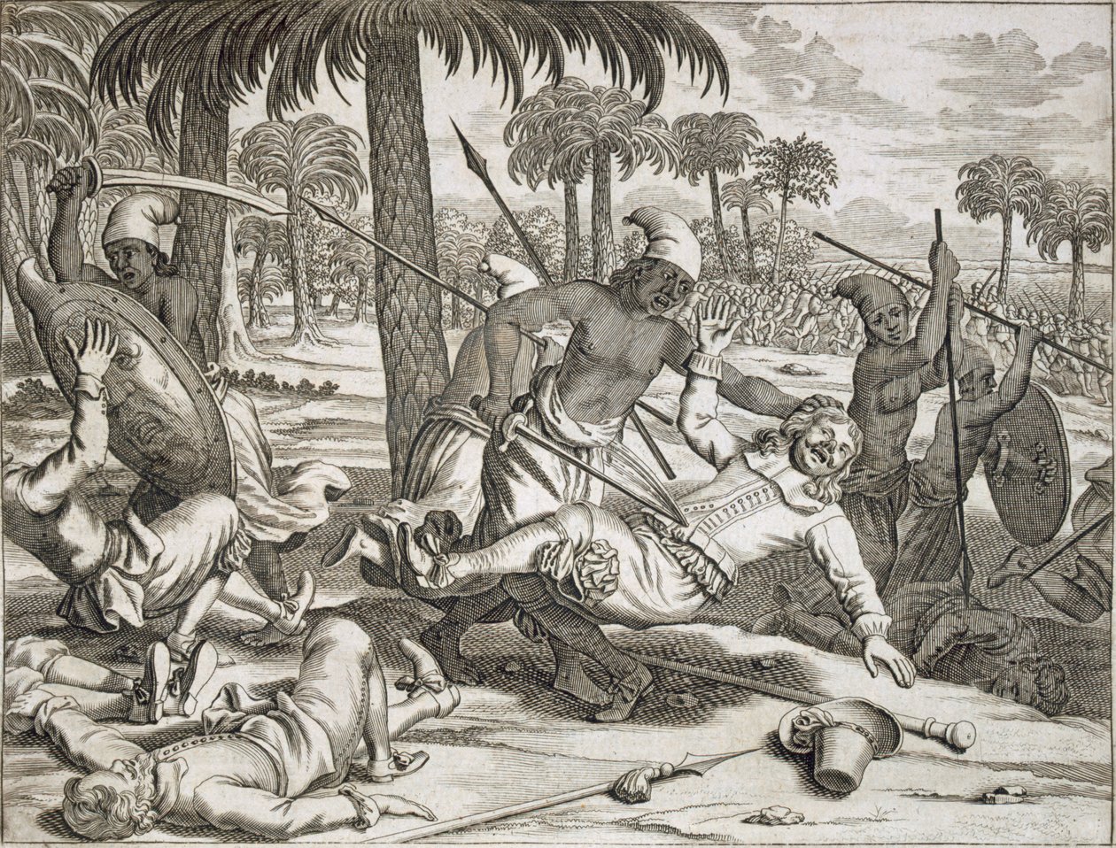 द मर्डर ऑफ़ मिस्टर कोस्टर बाई द सिंगालीज़', सीलोन श्रीलंका, पब। 1672. द्वारा फिलिप बाल्डियस