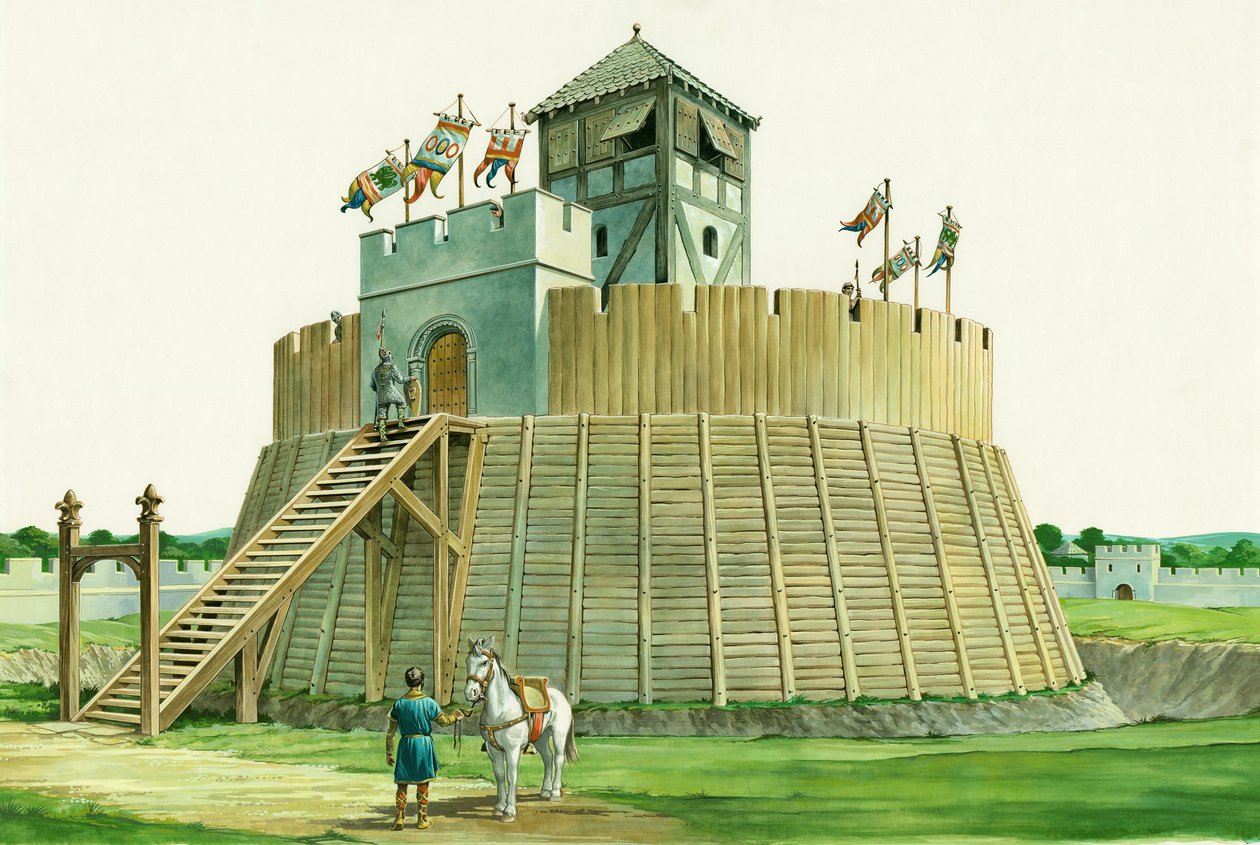 ब्रैम्बर कैसल, वेस्ट ससेक्स में नॉर्मन लुकआउट टॉवर, c1995-c2009 द्वारा फिलिप कॉर्क