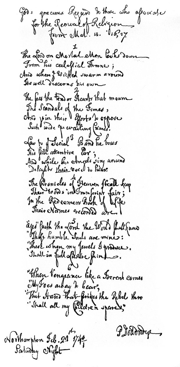 डॉ। डोड्ड्रिज द्वारा कविता, 1746, 1840। द्वारा फिलिप डोडरिज