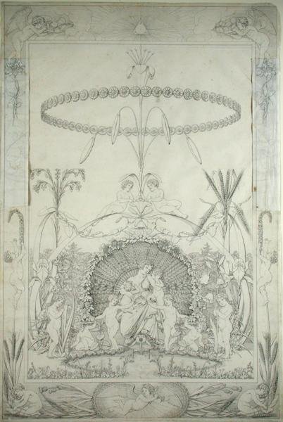 दिन (तांबे का मसौदा और वैकल्पिक संस्करण), 1803 (लीड ट्रेस पर कलम और काली स्याही) द्वारा फिलिप ओटो रन