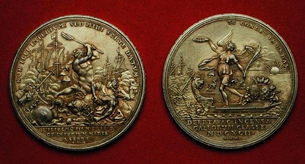 1692 (धातु) में ला हॉग की लड़ाई की स्मृति में पदक (144616 भी देखें) द्वारा फिलिप हेनरिक मुलर
