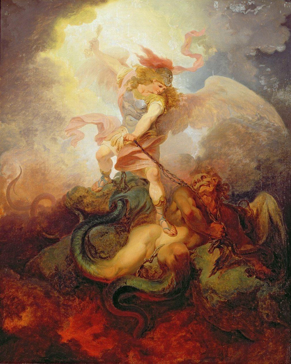 द एंजल बाइंडिंग शैतान, c.1797 द्वारा फिलिप जैक्स डी लाउटरबर्ग