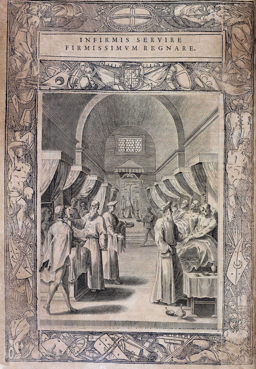 16वीं शताब्दी के अंत में फिलिप थॉमासिन द्वारा माल्टा के आदेश का बोर्ड "" स्टैटुटा हॉस्पिटैलिस हर्वसालेम"" (बीमारों की देखभाल करने वाले शूरवीर) द्वारा फिलिप थॉमसन