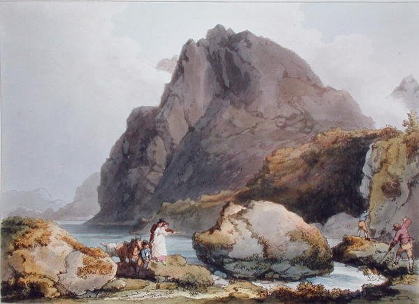 'द रोमांटिक पिक्चर्स सीनरी ऑफ इंग्लैंड एंड वेल्स' से लिलिन ओगवीन, 1805 में प्रकाशित (रंग उत्कीर्णन) द्वारा फिलिप डे (बाद में) लौथरबर्ग
