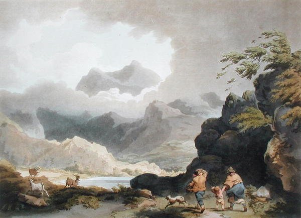स्नोडन, 'द रोमांटिक एंड पिक्चर्स सीनरी ऑफ इंग्लैंड एंड वेल्स' से, 1805 में प्रकाशित (रंग उत्कीर्णन) द्वारा फिलिप डे (बाद में) लौथरबर्ग