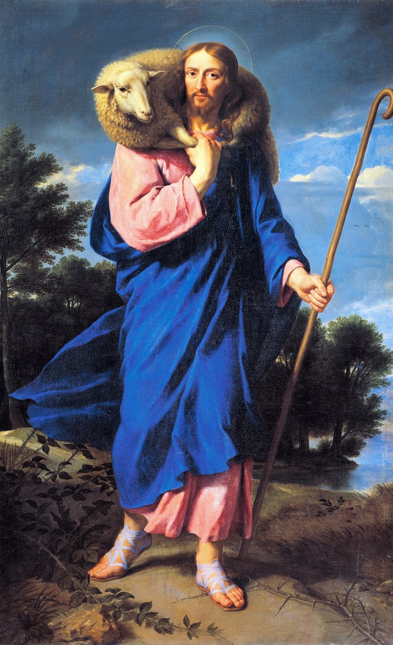 अच्छा चरवाहा, फिलिप डी शैम्पेन द्वारा (1602-1674), कैनवास पर तेल द्वारा फिलिप डी चंपेनगे