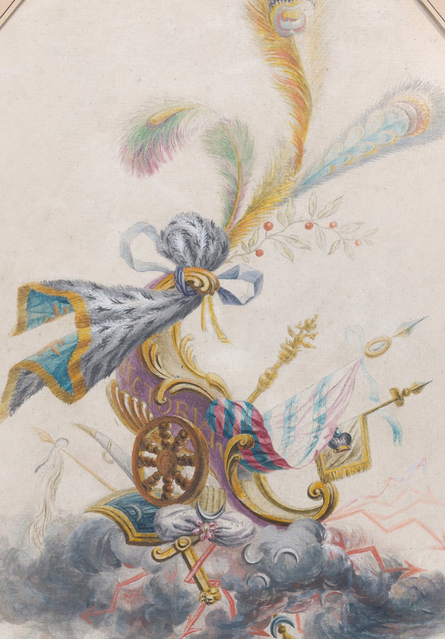 क्लाउड पर विजयी रथ के साथ लैम्पस सिल्क के लिए डिज़ाइन, सीए। 1770-75। द्वारा फिलिप डी लासेल