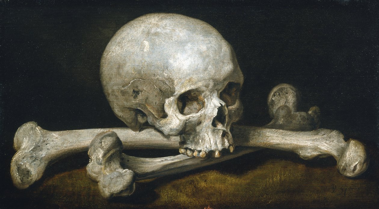 खोपड़ी और क्रॉसबोन्स के साथ मेमेंटो मोरी, 1650-63 द्वारा फिलिप्स Gysels