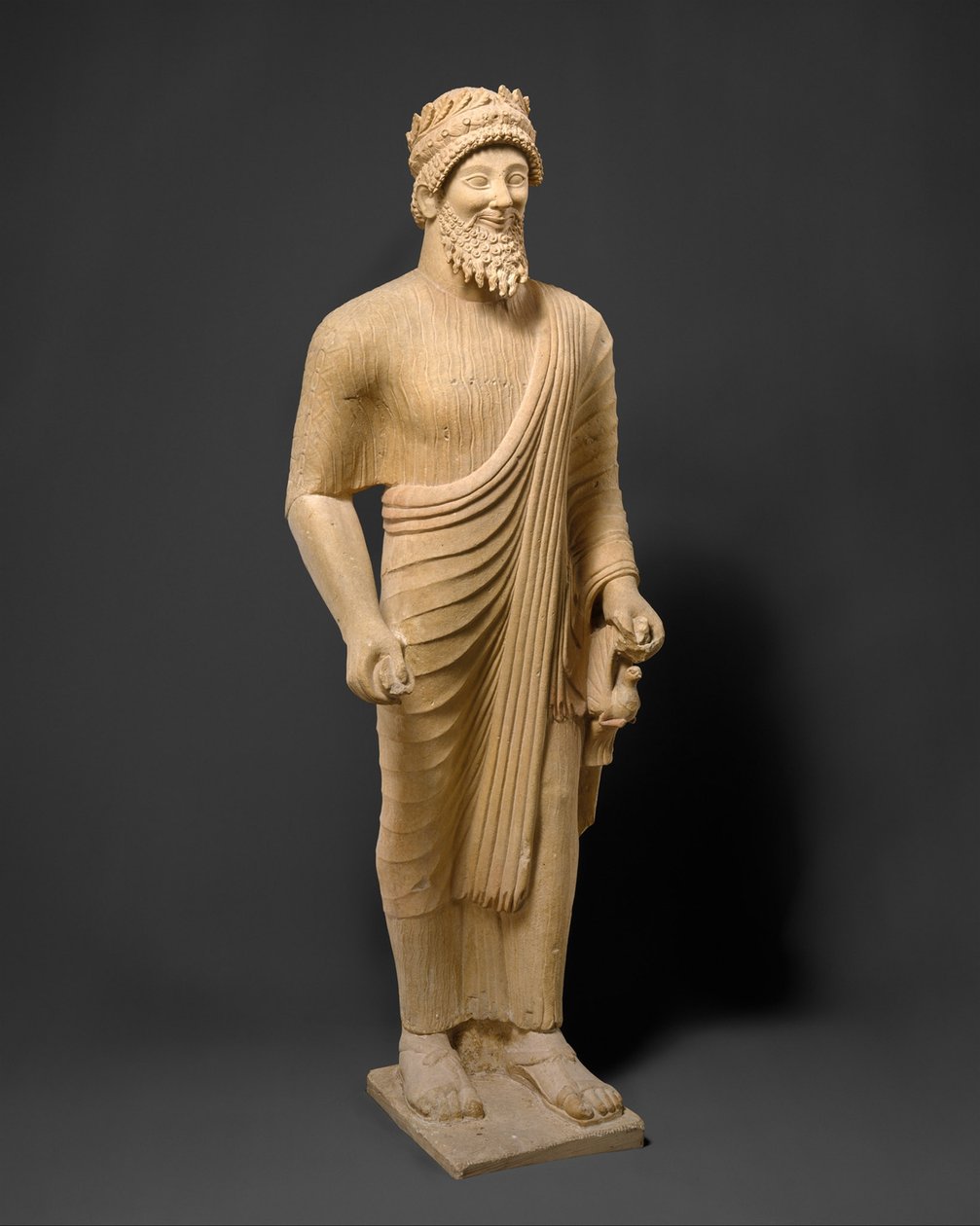 मन्नत प्रसाद के साथ दाढ़ी वाले व्यक्ति की चूना पत्थर की मूर्ति, c.475-450 ईसा पूर्व (चूना पत्थर) द्वारा फोनीशियन Phoenician