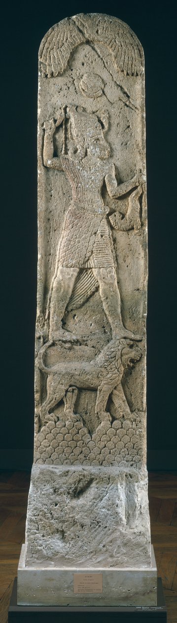 अमृथ, C.550 ईसा पूर्व (चूना पत्थर) से शेर पर खड़े एक देवता का चित्रण करते हुए वेला का मंचन द्वारा फीनिशियन स्कूल