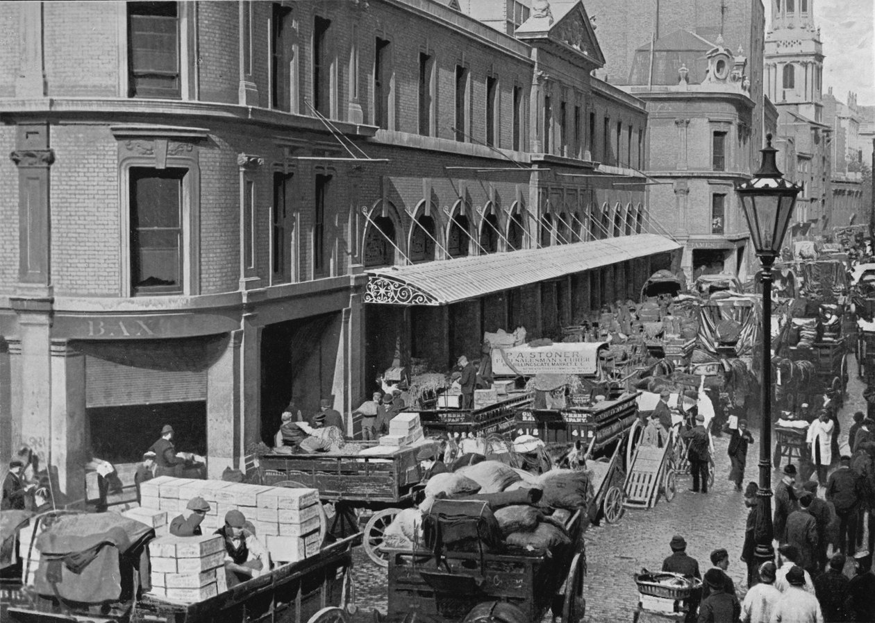 बिलिंग्सगेट मार्केट, सिटी ऑफ़ लंदन, c1900 1911 द्वारा सचित्र एजेंसी