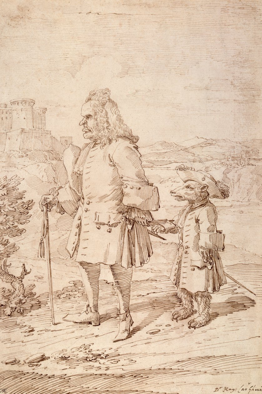 डॉ। जेम्स हे एक भालू नेता के रूप में, c.1704-29 (कागज पर कलम और स्याही) द्वारा पियर लियोन घेजी