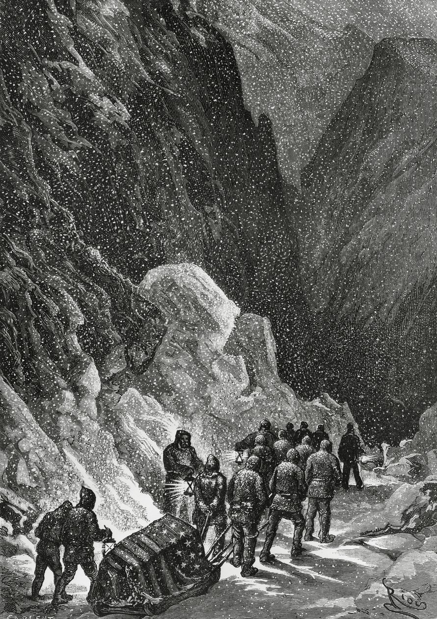 कैप्टन चार्ल्स फ्रांसिस हॉल (1821-1871) का दफन, अमेरिकी खोजकर्ता, ग्रीनलैंड, नवंबर 1871, पोलारिस अभियान द्वारा ब्लेज़ निकोलस ले सुयूर