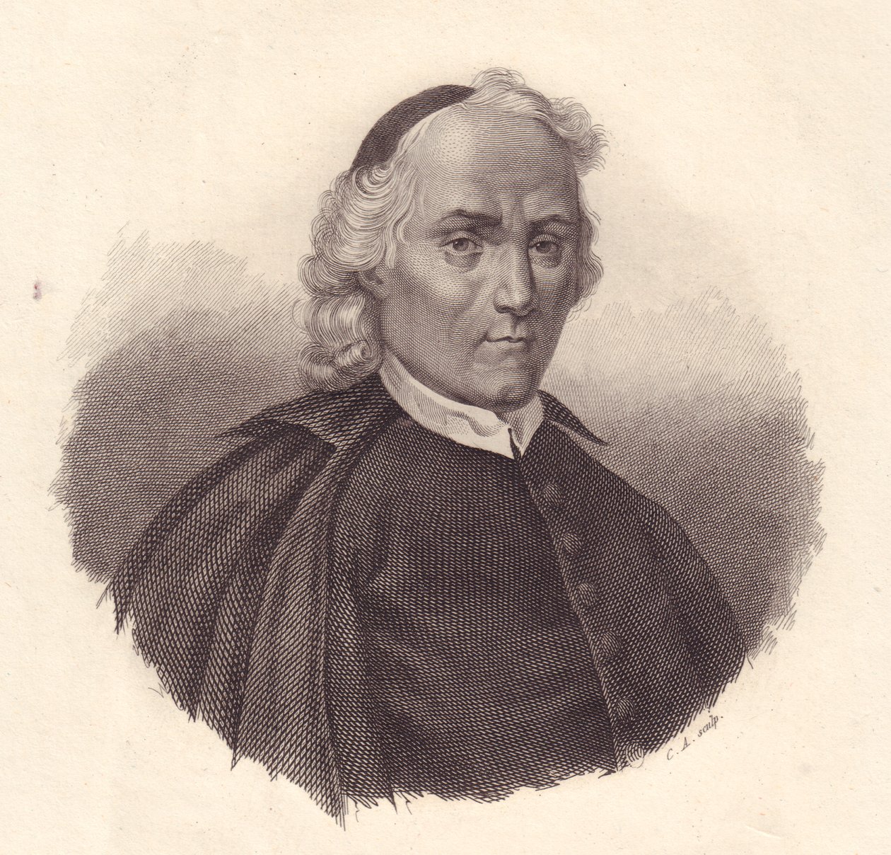 इतालवी प्रेस्बिटेरियन और इतिहासकार लुडोविको एंटोनियो मुराटोरी (1672-1750) का पोर्ट्रेट, तांबे की नक्काशी द्वारा ब्लेज़ निकोलस ले सुयूर