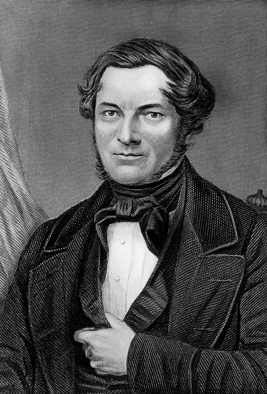 रॉबर्ट विल्हेम एबरहार्ड बन्सन का पोर्ट्रेट (1811-1899), जर्मन रसायनज्ञ और भौतिक विज्ञानी, उत्कीर्णन द्वारा ब्लेज़ निकोलस ले सुयूर