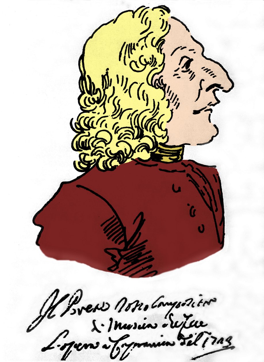 एंटोनियो विवाल्डी (1678 - 1741), पियरे लियोन गेज़ी द्वारा कार्टून (1674 - 1755) द्वारा पियर लियोन घेजी