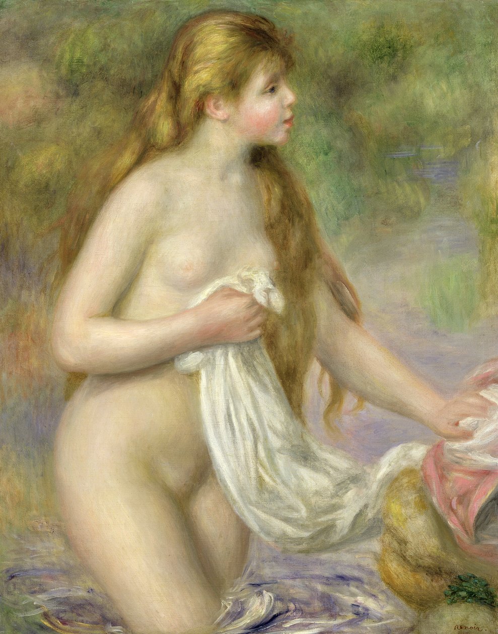 लंबे बालों के साथ, c.1895 द्वारा पियरे अगस्टे रेनॉयर