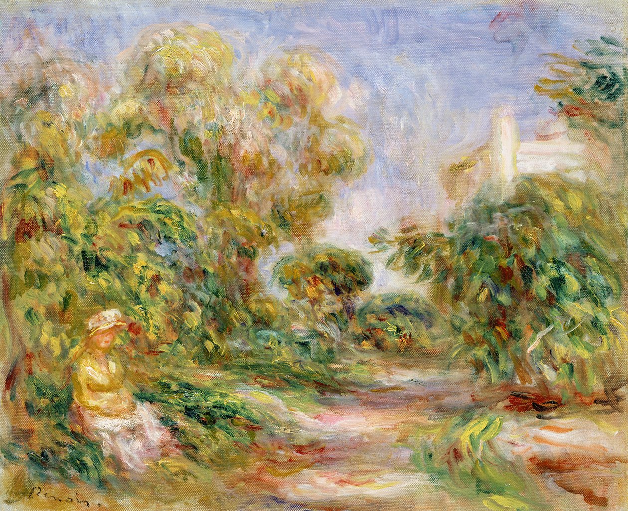 वुमन इन अ लैंडस्केप, c.1918 द्वारा पियरे अगस्टे रेनॉयर