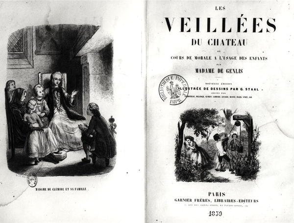 1859 में मैडम डी जेनलिस (1746-1830) द्वारा बच्चों के उपयोग पर द विगल्स ऑफ़ द कैसल या मोरल कोर्स द्वारा स्टाल के बाद पियरे गुस्तावे यूजीन 1817 82