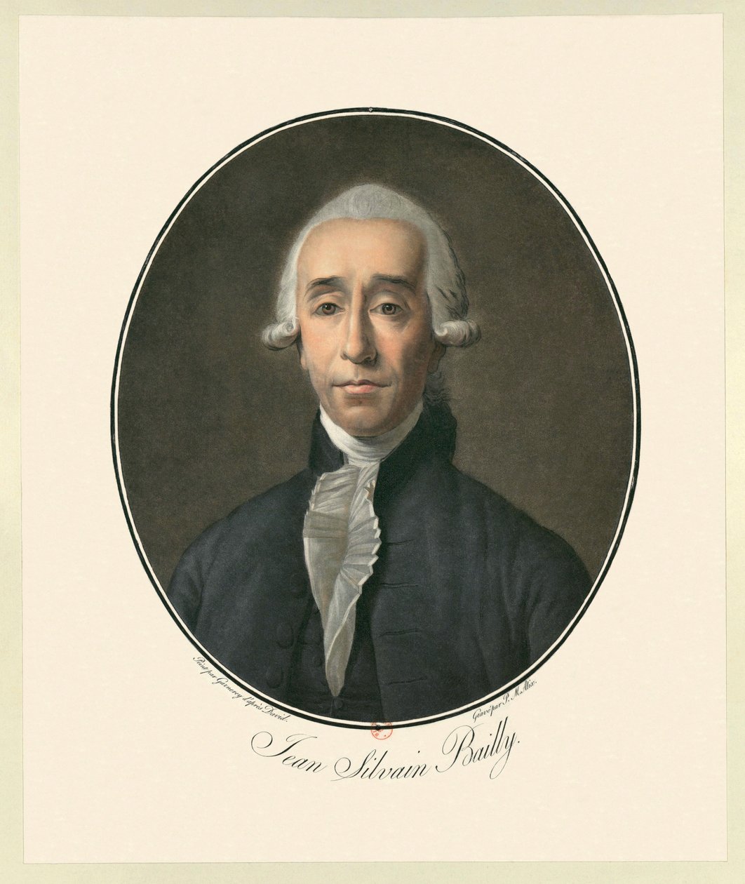 जीन सिल्वेन बेली (1736-1793) फ्रांसीसी खगोलशास्त्री, गणितज्ञ, फ्रीमेसन और फ्रांसीसी क्रांति के शुरुआती हिस्से के राजनीतिक नेता। द्वारा पियरे मिशेल एलिक्स