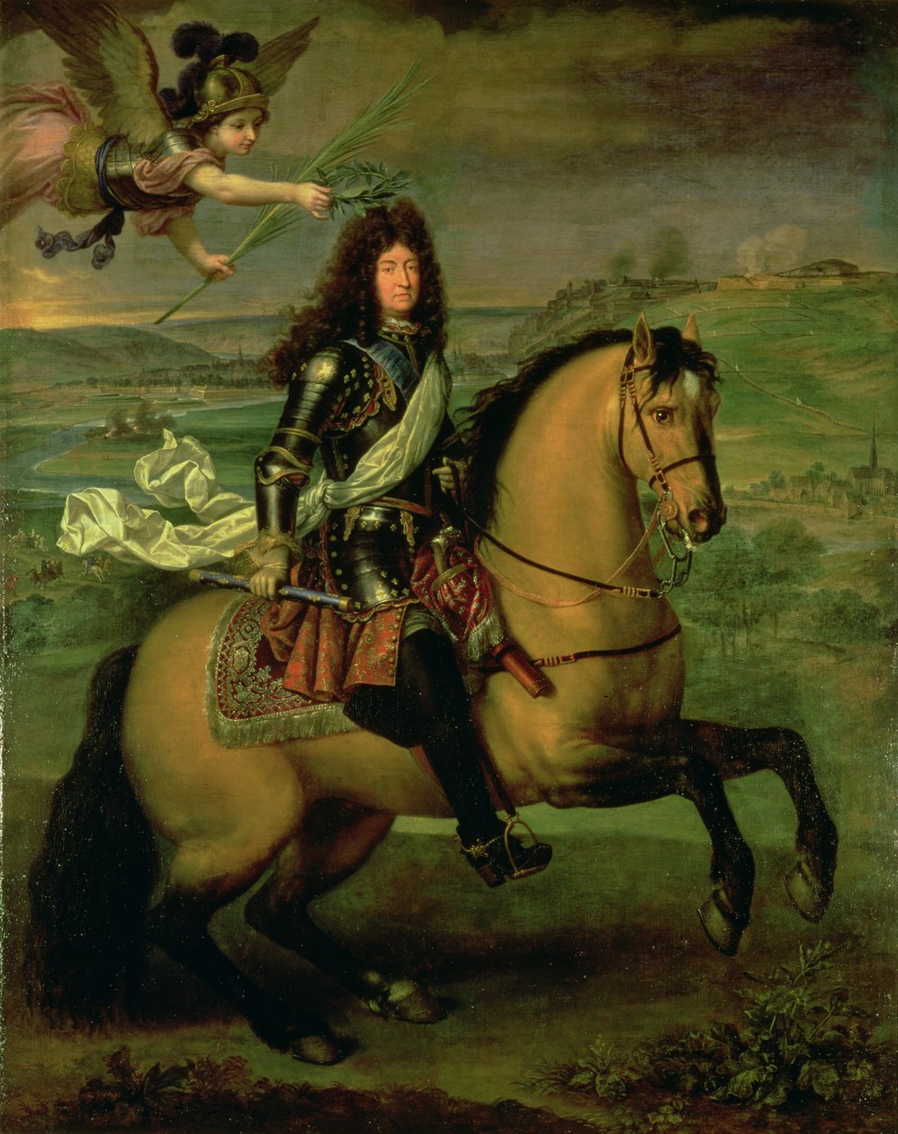 लुई XIV (1638-1715) के अश्वारोही पोर्ट्रेट विजय का ताज, c.1692 द्वारा पियरे मिग्नार्ड