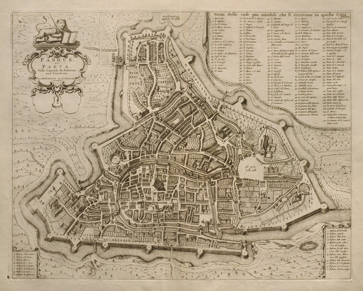 पडुआ का नक्शा, &39;सिटी ऑफ वेनेटो&39; से, 1704, एम्स्टर्डम में पियरे मोर्टियर द्वारा प्रकाशित द्वारा पियरे मोर्टियर
