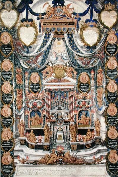 सेंट-लुइस-एन-लिले, 1687 के चर्च में लुई II डी बॉर्बन (1621-86) प्रिंस ऑफ कॉनडे के दिल के लिए सजावट द्वारा पियरे पॉल सेविन