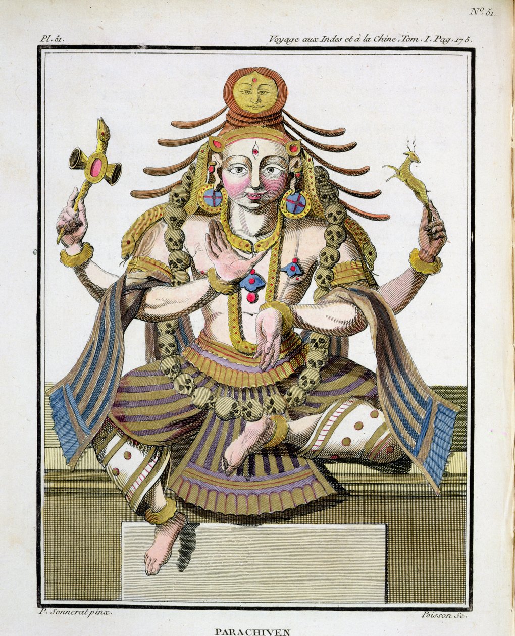 पियरे सोनारत द्वारा &39;जर्नी टू इंडिया एंड चाइना&39; से शिव का एक पहलू, पोइसन द्वारा उत्कीर्ण, 1782 में प्रकाशित द्वारा पियरे सोनारत