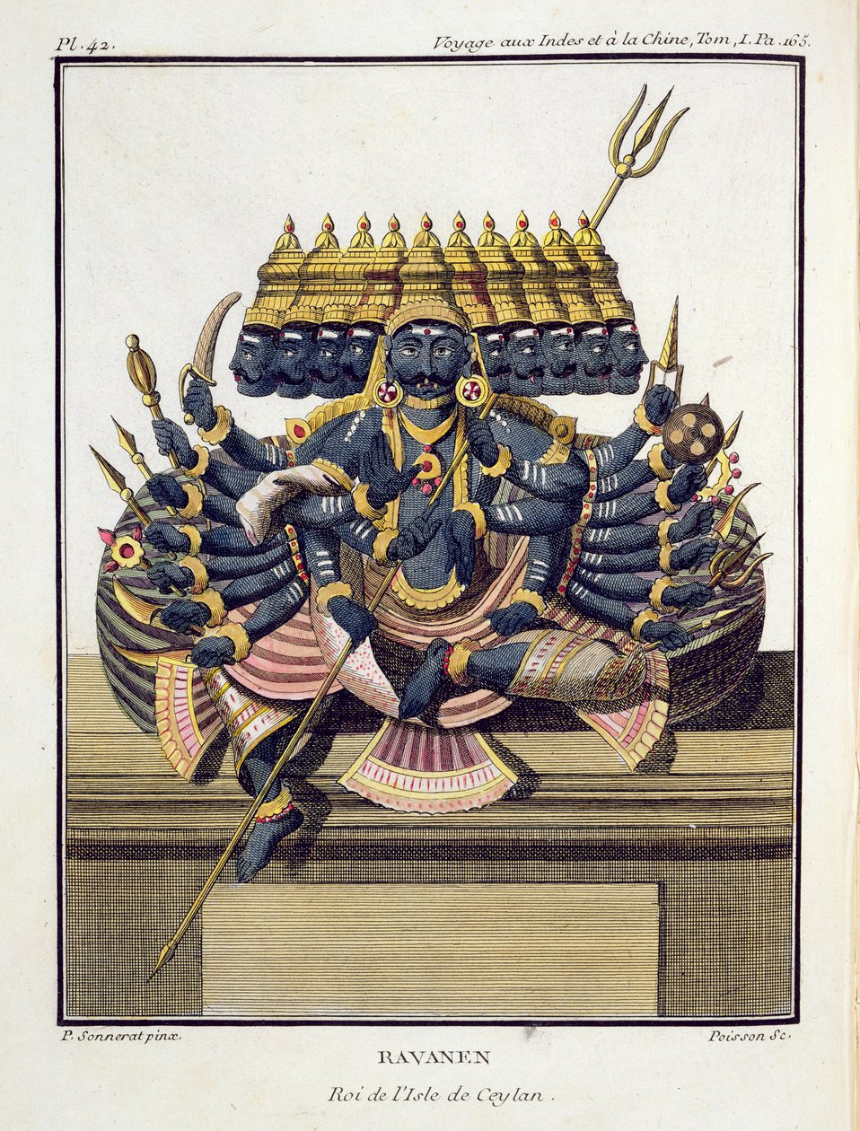 पियरे सोनारत द्वारा &39;जर्नी टू इंडिया एंड चाइना&39; से सीलोन के दानव राजा, रावण, 1782 में प्रकाशित द्वारा पियरे सोनारत