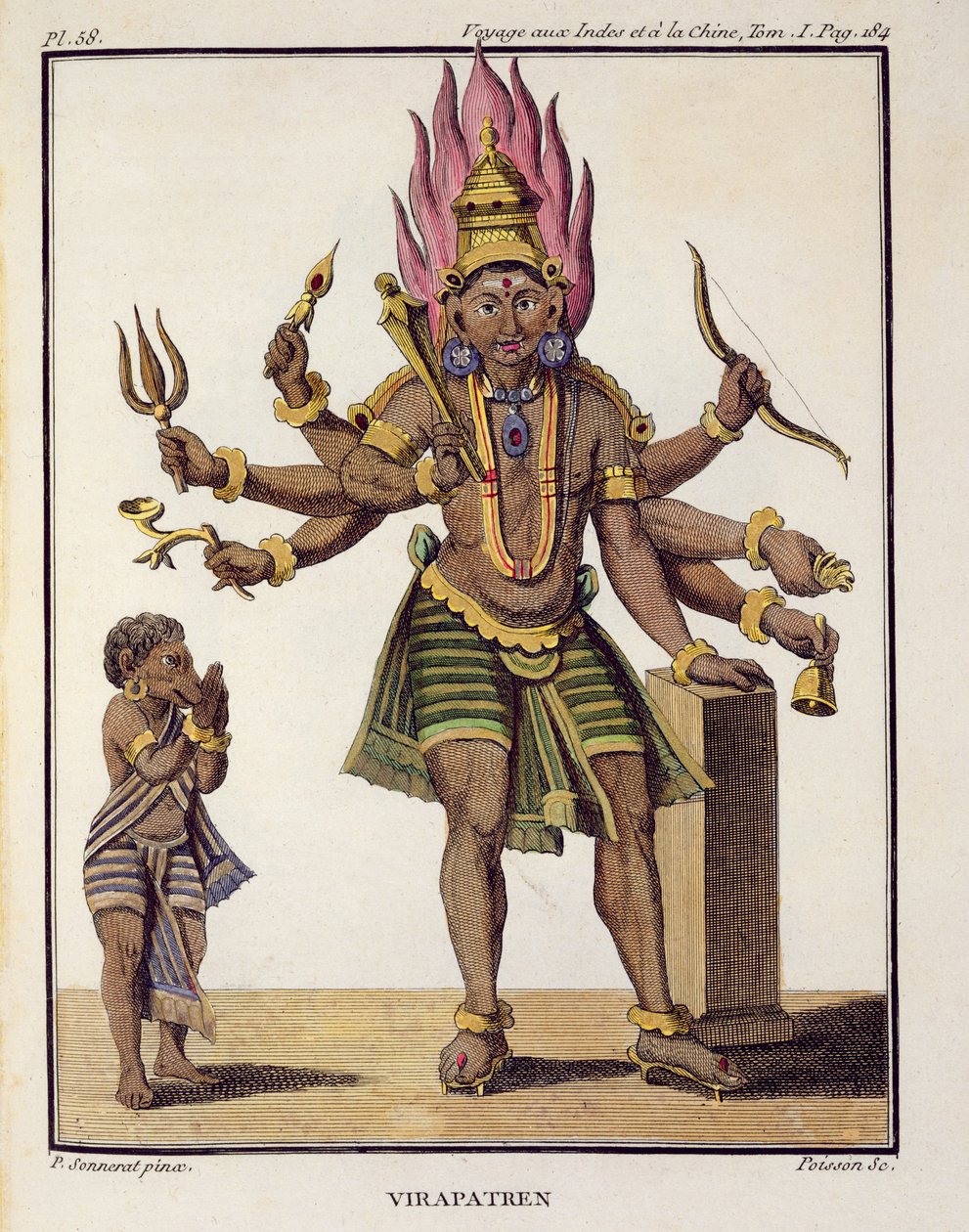 विएरापैटर के रूप में शिव, पियरे सोनारैट द्वारा &39;वॉयज ऑक्स इंड्स एट ए ला चाइन&39; से बीमार ईविल आई के साथ भगवान, पोइसन द्वारा उत्कीर्ण, 1782 प्रकाशित द्वारा पियरे सोनारत