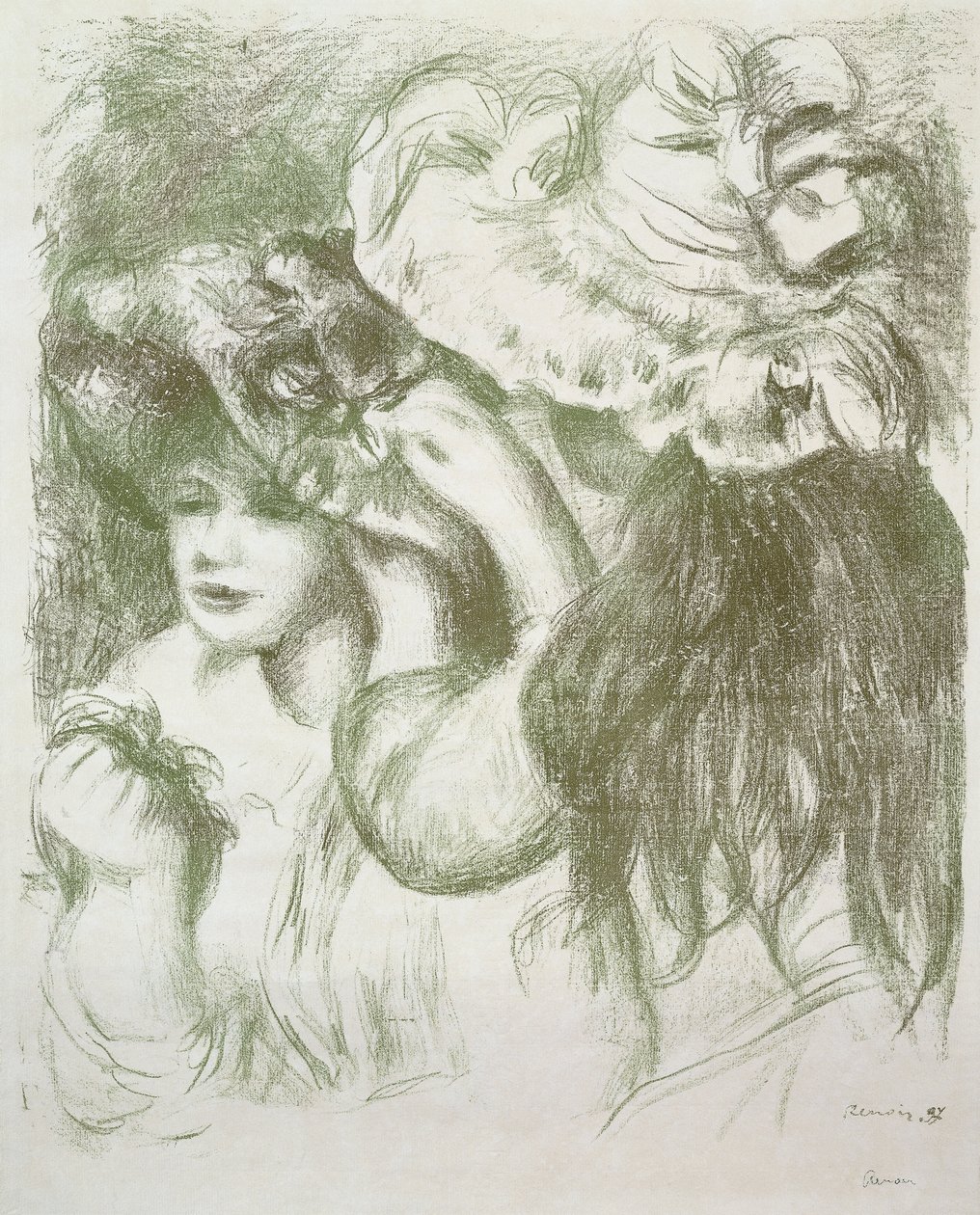 टोपी पिन, पहला बोर्ड; ले चापेउ एपिंगल, प्रीमियर प्लांच, c.1897 द्वारा पियरे अगस्टे रेनॉयर