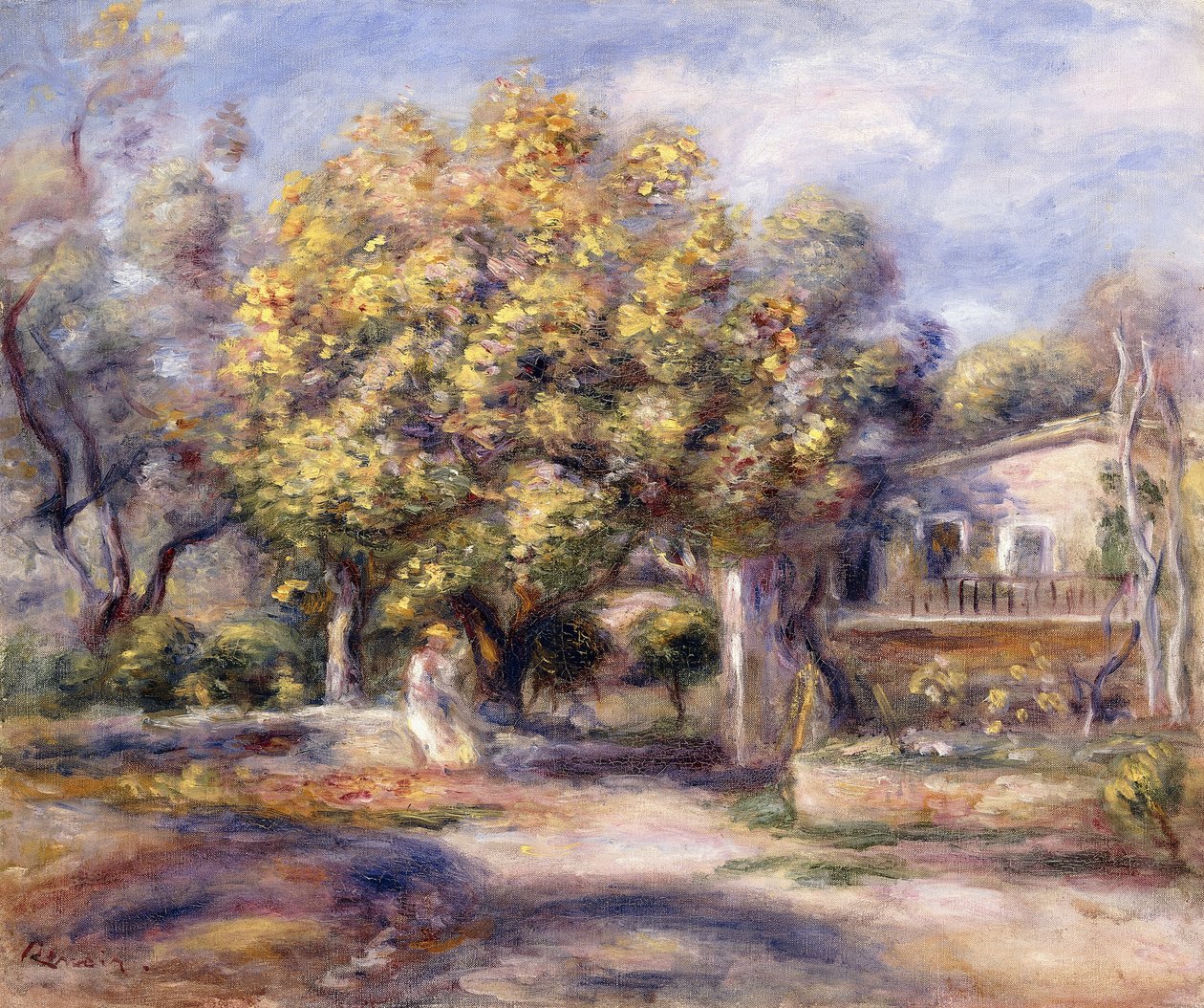 Cagnes पर घर, c.1905 (कैनवास पर तेल) द्वारा पियरे अगस्टे रेनॉयर