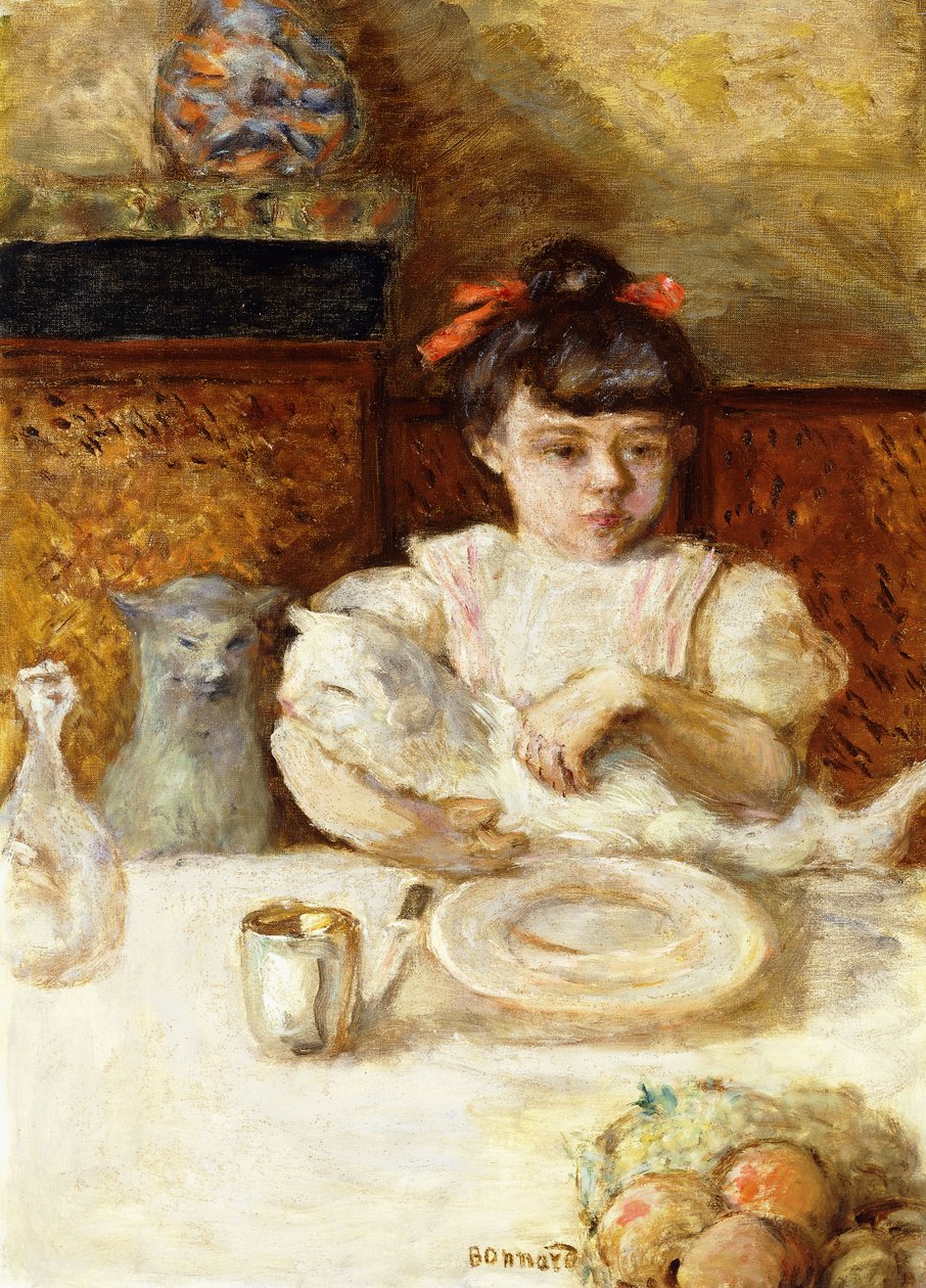 बच्चे और बिल्लियाँ; Enfant एट चैट, c.1906 (कैनवास पर तेल) द्वारा पियरे बोनार्ड