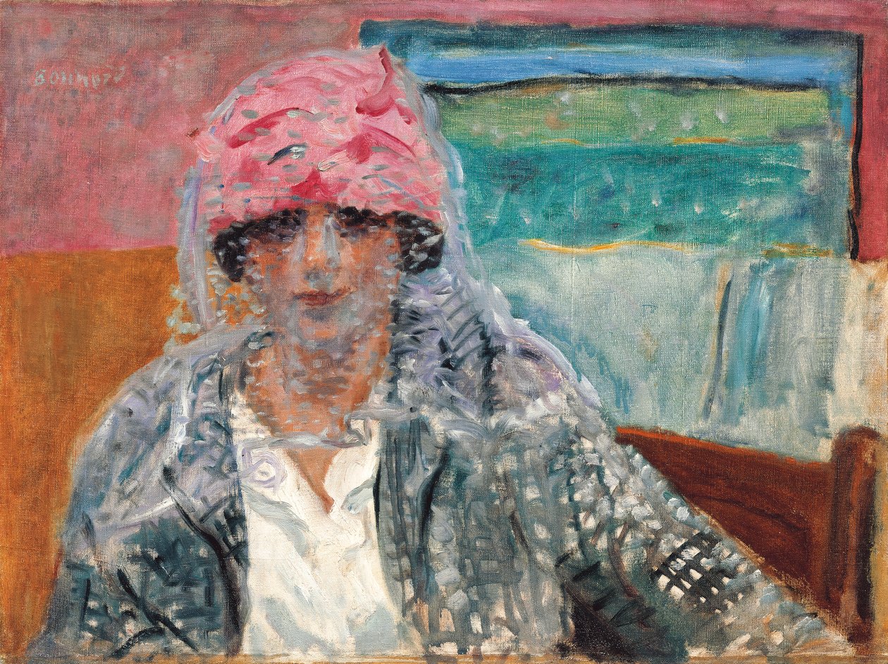 एक घूंघट वाली महिला (Mme Lucienne Dupuy de Frenelle), c.1917 (कैनवास पर तेल) द्वारा पियरे बोनार्ड