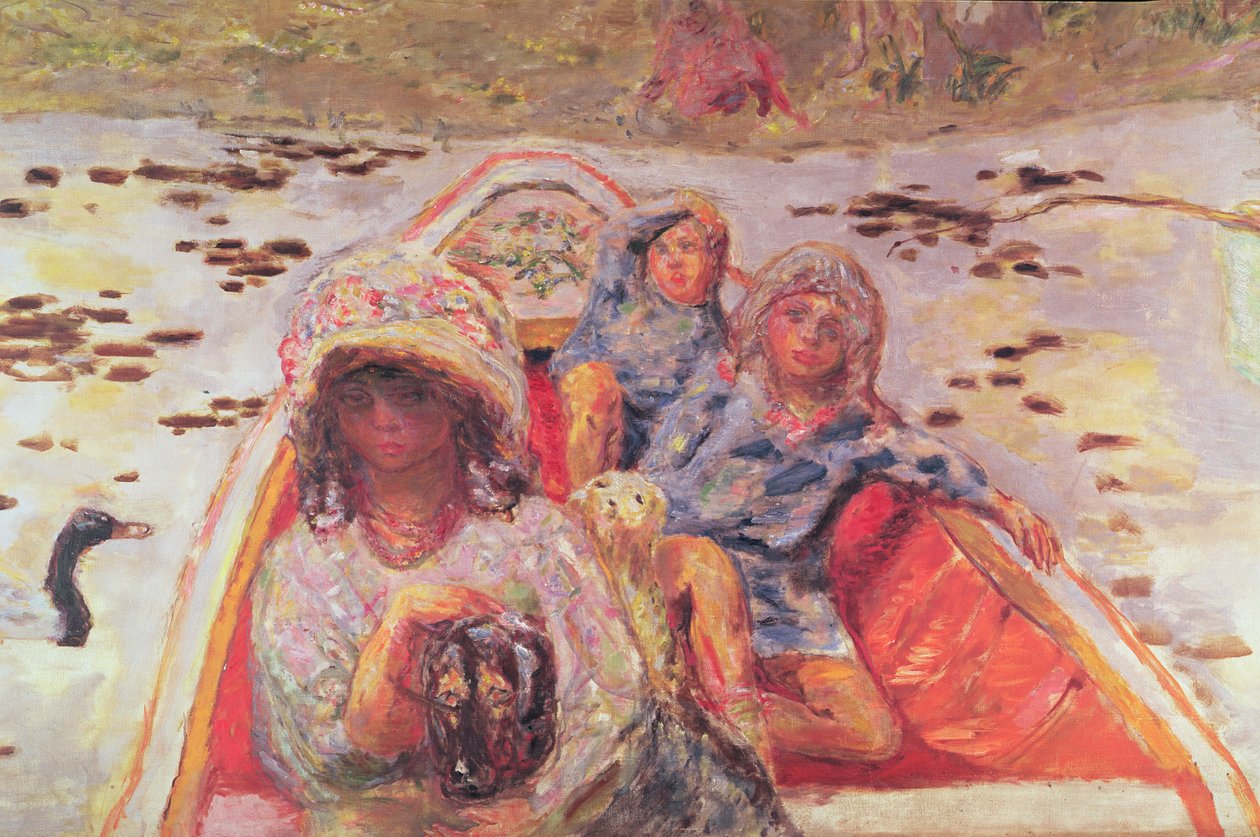 नाव में, लड़कियों का विवरण, c.1907 (कैनवास पर तेल) (91687 का विवरण) द्वारा पियरे बोनार्ड