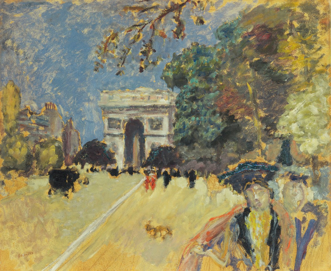 L&39;Arc de Triomphe, c.1899 (कागज पर तेल पैनल पर नीचे रखा गया) द्वारा पियरे बोनार्ड