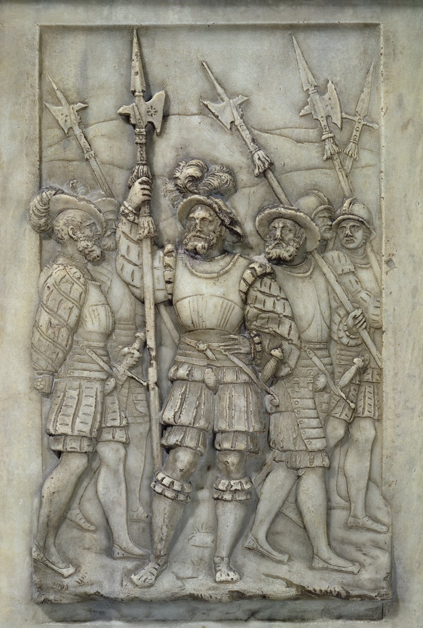 हैल्बर्डियर्स, फ्रैंकोइस I और क्लाउड डी फ्रांस के मकबरे से विस्तार, 1548 में (संगमरमर) द्वारा पियरे बोंटेम्प्स