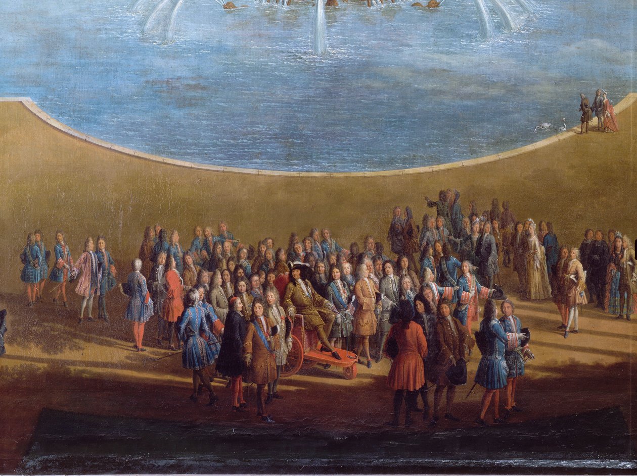 बेसिन डी'पोलॉन और वर्साय की ग्रांड नहर का दृश्य। विवरण: लुई XIV, 1713। द्वारा पियरे डेनिस द्वितीय मार्टिन