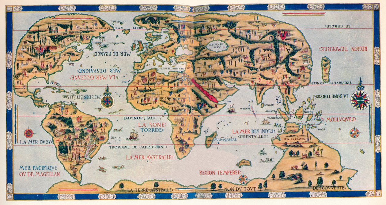 द डूफिन मैप ऑफ द वर्ल्ड, 1546, 1912 द्वारा पियरे डेससेलियर्स